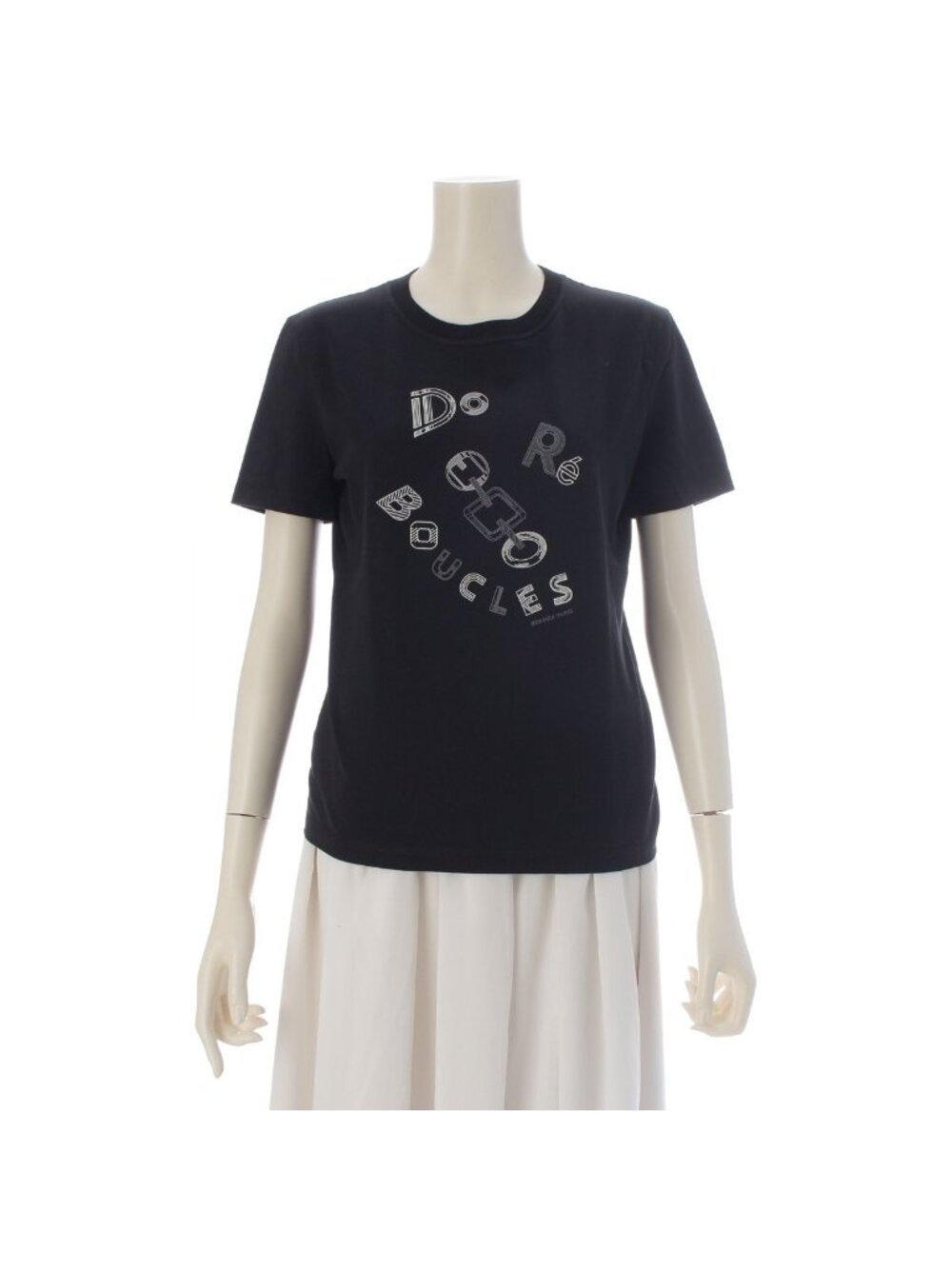 Hermes Do Re Boucles Cotton Short Sleeve T-Shirt Top Black 38